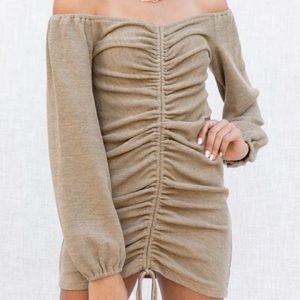 Drawstring sweater dress